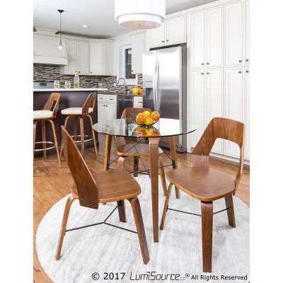 39" CosmoFlair Circular Glass & Walnut Wood Dining Table