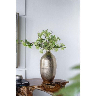 NicBex Aluminum/Ceramic Chisel Flower Vase, Muilt Sizes Short Round Metallic Decorative Vase for Tabletop, Living Room