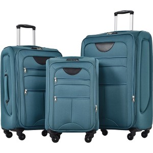 3 Pieces Soft Shell Suitcase, Expandable Luggage With TSA Lock 360 Degree Upright Spinner Wheels For Travel - 1 of 4