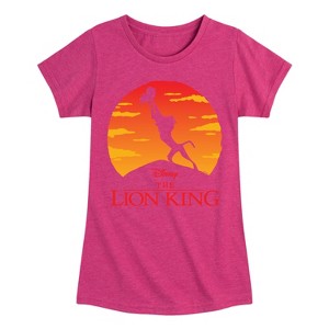 Girls' Disney Baby Simba at Pride Rock Fitted Short Sleeve Graphic T-Shirt - Heather Fuchsia - 5T - 1 of 4