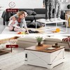 QingMoon Lift-Top Coffee Table, Square Wood Center Table, Farmhouse Tea Table with Power Outlets and Storage for Living Room, Dens and Office - 2 of 4