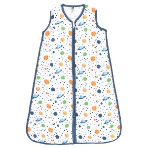 Hudson Baby Muslin Cotton Sleeveless Wearable Sleeping Bag, Sack, Blanket, Space - 1 of 2