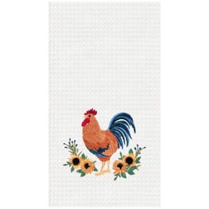 C&F Home Rooster Sunflower Kitchen and Bathroom Embroidered Waffle Hand Towel - 1 of 3