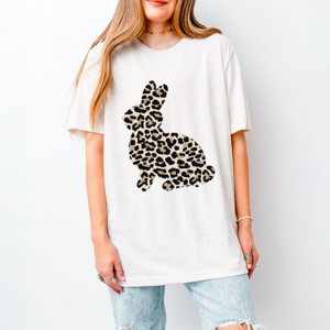 Simply Sage Market Leopard Bunny Short Sleeve Tee - M - Oatmeal - 1 of 4