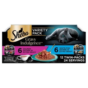 Sheba Salmon Flavor Variety Pack Gravy Indulgence Wet Cat Food - 31.7oz/12ct - 1 of 4