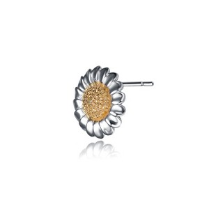 Guili Sterling Silver Sunflower Earrings with Cubic Zirconia – A Radiant Floral Design That Embodies Natural Beauty, Elegance, and Timeless Charm - 1 of 3