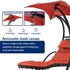 53.15"Hanging Chaise Lounger with Removable Canopy Hammock Chair with Stand,Orange - 2 of 4