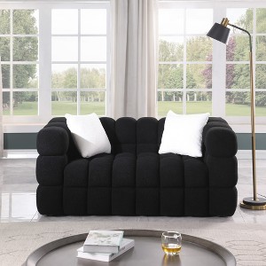 Boucle Marshmallow 2-Seater Sofa, Plush Multi-Density Cushions, Modern & Traditional Living Room Couch - 1 of 4
