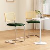 AZL1 Life Concept Dining Sets 2 Pcs 24 inch Armless Bar Stools, Upholstered Leather Barstools, Rattan Back for Kitchen, Green, 18.9"*17.7"*37.4" - 2 of 4