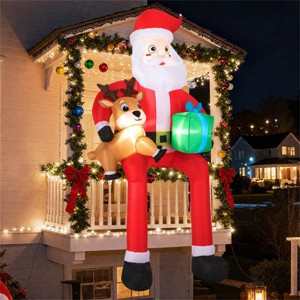 9.5ft Inflatable Sitting Santa Decor - 4 Built-in LED Lights 210T Polyester Quick Inflation Outdoor Xmas Decor - 1 of 4