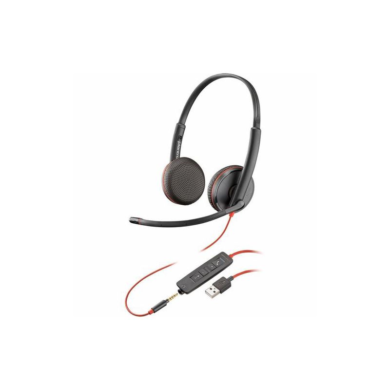 Poly Blackwire C3225 Headset - Stereo - Mini-phone (3.5mm) - Wired - 32 Ohm - 20 Hz - 20 kHz - On-ear, Over-the-head - Binaural - Supra-aural, 1 of 4