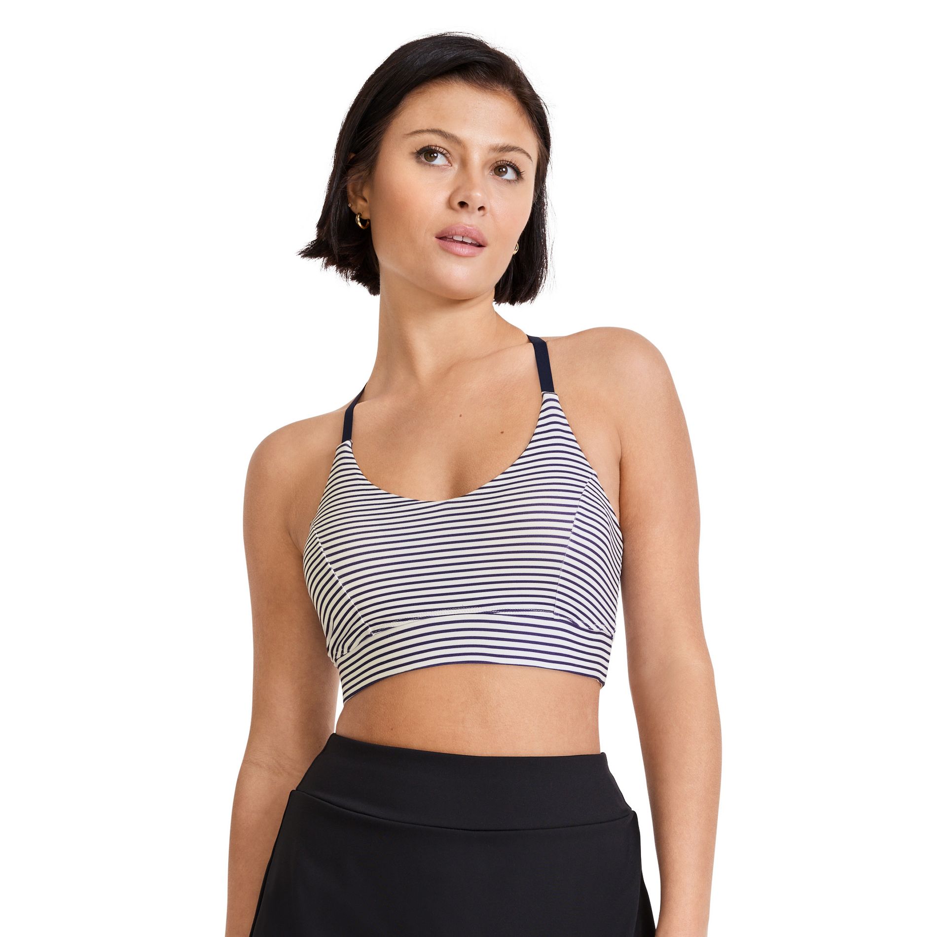 Jockey Women's Low Impact T-Back Sports Bra L Jess Stripe