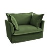 Vynxaria Modern Slip-Covered Armchair - Chenille Fabric, Deep Seat, 1 Back Cushion + 2 Toss Pillows, Sturdy Wood Frame, 300LBS Capacity, Green - 2 of 4