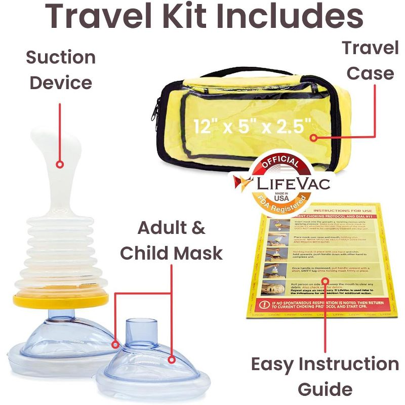LifeVac Choking Rescue Device Travel Kit for Kids and Adults | Portable First Aid Airway Assist Device, 3 of 11