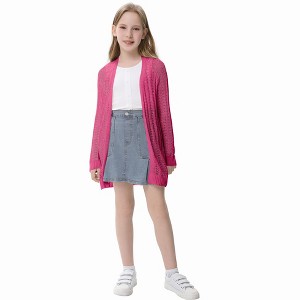 Girl's Crochet Cover Up Cardigan Summer Lightweight Long Sleeve Soft Cardigans - 1 of 3