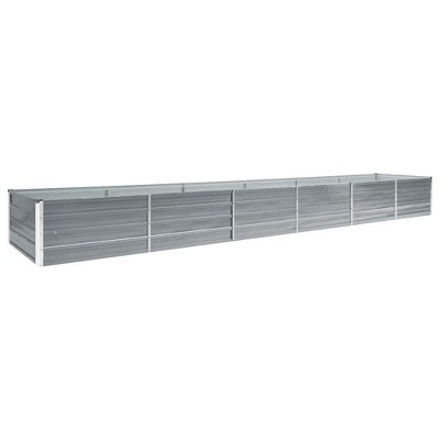 vidaXL Raised Bed Gray Galvanized steel Large Durable Raised Bed