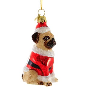 Kurt S. Adler 3.5 Inch Dog In Santa Suit Christmas Best Friend Tree Ornaments - 1 of 3