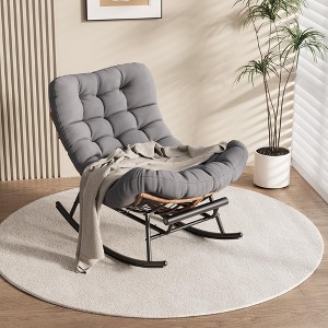 Oversized Rocking Chair with Footrest, Upholstered Lounge Chair with Metal Frame, Patio Reclining Chair for Patio Backyard Bedroom Garden - 1 of 4