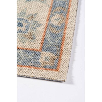 Aegean Medallion 27" Blue Wool Blend Runner Rug