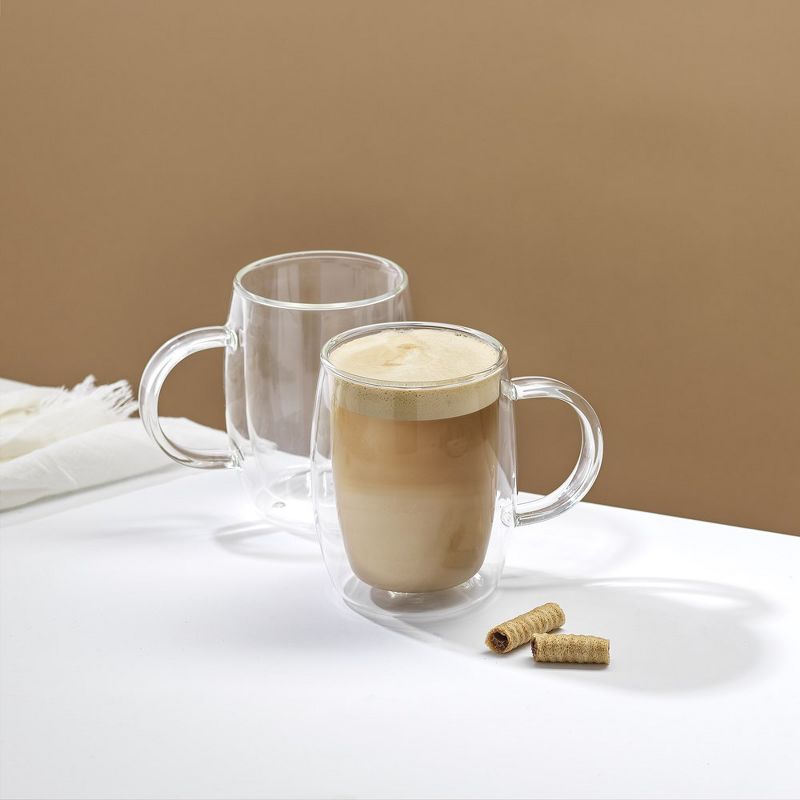 JoyJolt Aroma Double Walled Insulated Glasses - Set of 2 Double Wall Coffee Tea Glass Mugs - 13.5 oz, 4 of 9