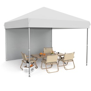 10x10 Pop Up Canopy Tent Outdoor Canopy with Removable Sidewalls Heavy Duty Commercial Instant Tent Shelter (1-Sidewall) - 1 of 4