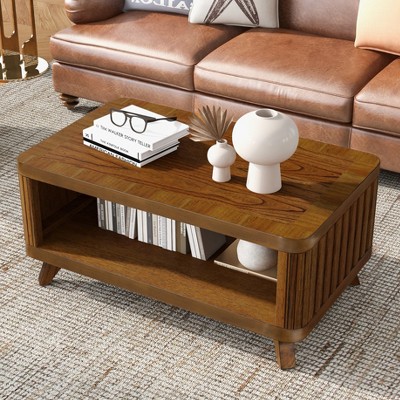UPHA 41.5-Inch Rectangular Table with Solid Wood Legs