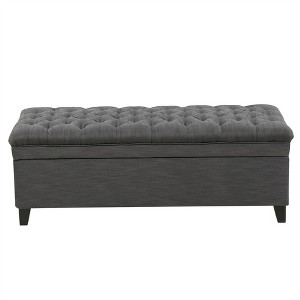 XINGHANZHENXUAN Storage Ottoman with Birch Legs, Fabric Upholstered Bench for Living Room Storage & Seating - 1 of 4
