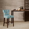 25" Saffron Tufted Back Counter Height Barstool Blue/Yellow: Espresso Wood Legs, Padded Seat - 2 of 4