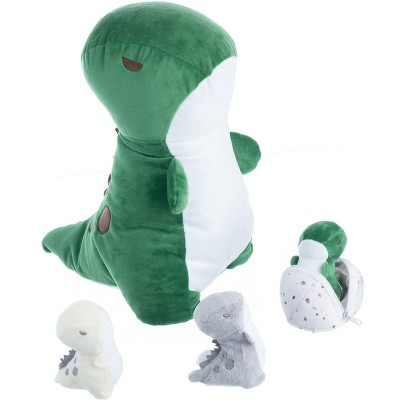Image of PixieCrush Plush Stuffed Dinosaur (T-Rex) Mommy Toy with 3 Babies