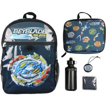 Beyblade Burst Spinner Tops Backpack Lunch Bag Water Bottle 5 PC Mega Set Blue