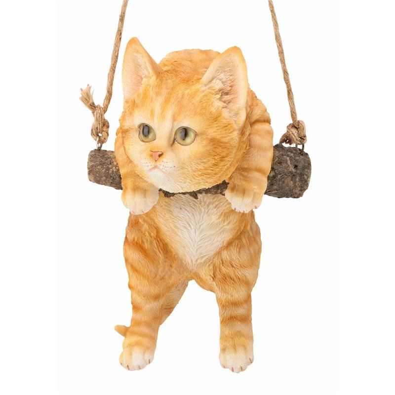Design Toscano Orange Tabby Kitty On A Perch Hanging Cat Sculpture - Multicolored, 3 of 7
