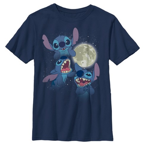 Boy's Lilo & Stitch Moon And Stitch T-shirt - Navy Blue - X Small : Target