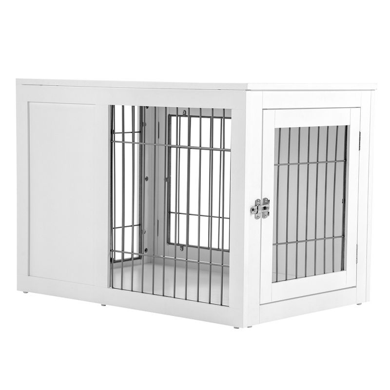 PawHut Wooden Dog Crate Furniture Wire Indoor Pet Kennel Cage, End Table with Double Doors, Locks for Small and Medium Dog House, 4 of 7