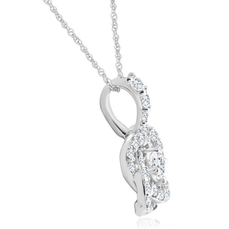 Pompeii3 3/4ct Diamond Infinity Intertwined Love Pendant 14K White Gold Necklace, 2 of 5