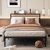 Heynemo Bed Frame with Charging Station, Platform Bed with Metal Slats, Upholstered Headboard with Storage Shelves, Black - 2 of 4