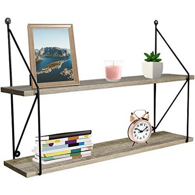 Sorbus 2-Tier Floating Shelf with Metal Brackets - for Books, Trophies, Wall Decor, Kitchen, Living Room & Bathroom Décor