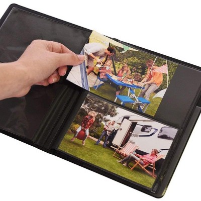 Black PVC Photo Album with Transparent Cover Pocket for 4x6 Photos