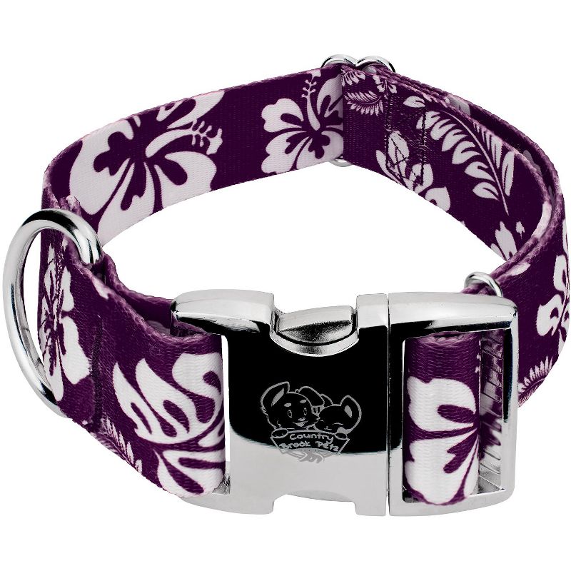 Country Brook Petz 1 1/2 Inch Premium Purple Hawaiian Dog Collar, 1 of 5