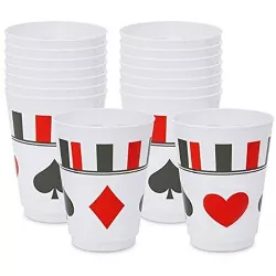 Sparkle and Bash 16 Pack Plastic Poker Tumbler Cups, Casino Party Decorations, 16 oz