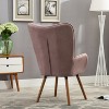Pink Contemporary Silky Velvet Tufted Button Back Accent Chair - 4 of 4