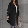 Coolmee Women's Long Trench Coats Single-Breasted Classic Notched Lapel Overcoat Rolled Long Sleeve Slim Outerwear Jackets with Pockets L Black - 4 of 4
