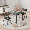 Jojoka Boys and Girls Folding Table and Chairs Set of 3, Portable Table and Chair with Pu Soft Cushion,Black - 3 of 4