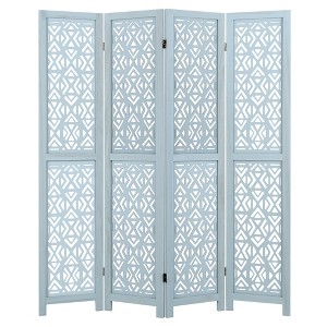 Tangkula 4-Panel Wooden Room Divider w/ Carved Cutout Pattern & Solid Wood Frame - 1 of 4