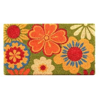 1'6"x2'6" HomeTrax Coir Mat Doormat Summer Flower