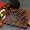Attop 7-Piece German Stainless Steel Knife Set with Universal Block - Non-Stick Black Coating (Matte Black) - 3 of 4