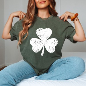 Simply Sage Market Clover Distressed Garment Dyed Tee - 1 of 4
