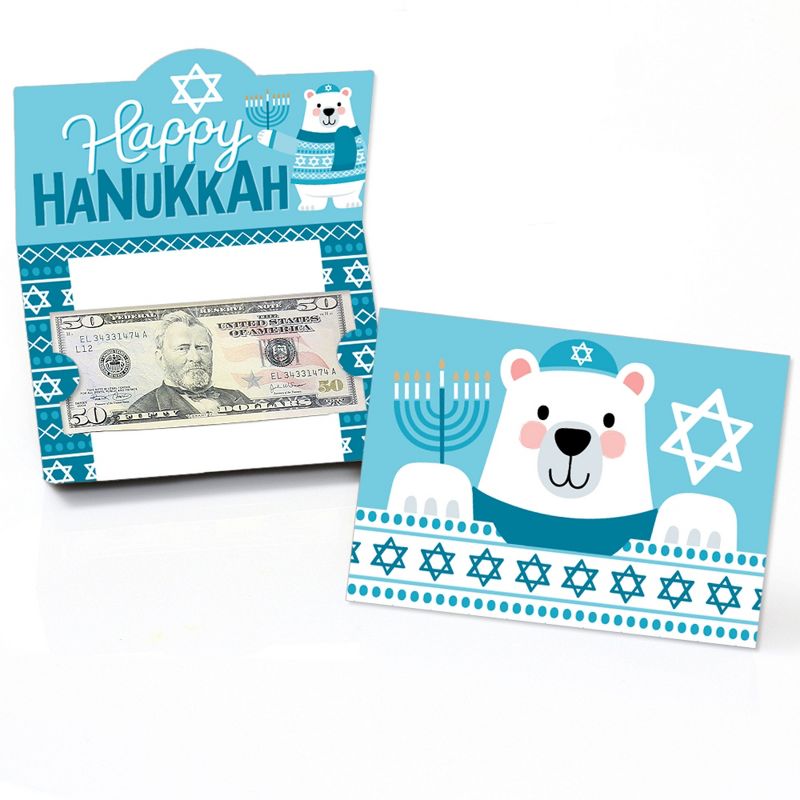 Big Dot of Happiness Hanukkah Bear - Chanukah Holiday Sweater Party Money and Gift Card Holders - Set of 8, 1 of 5