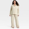 Women's Cozy Ribbed Notch Collar Long Sleeve Shirt and Pants Pajama Set - Auden™ - 3 of 3