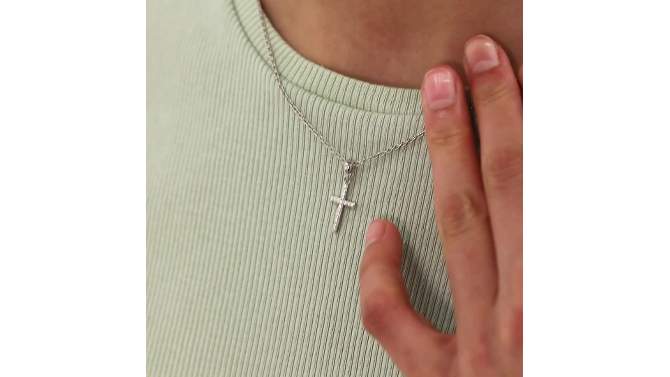 Girls' Cubic Zirconia Religious Cross Sterling Silver Necklace - In Season Jewelry, 2 of 8, play video