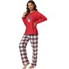 cheibear Christmas Elk Print Tops with Plaid Pants Xmas Sleepwear Family Pajama Set - 2 of 4